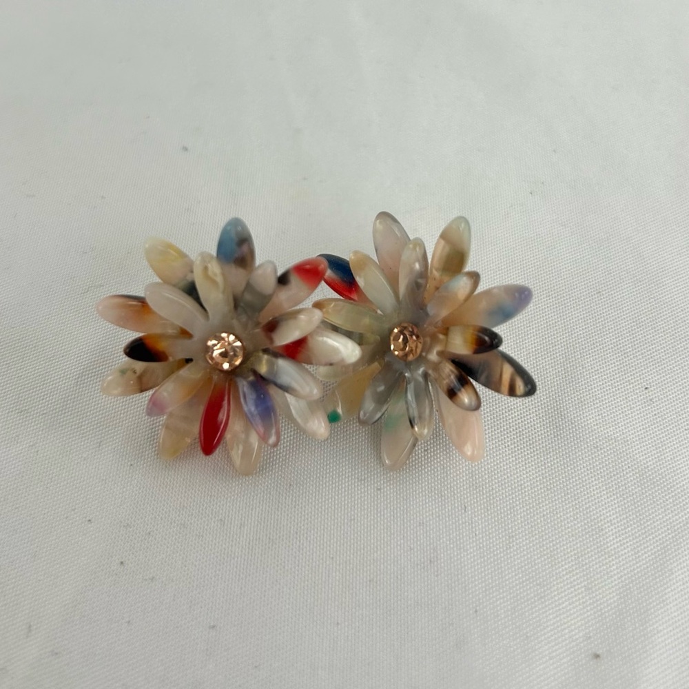 Vintage Resin Colorful Floral Earrings
